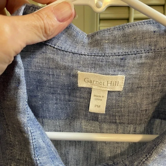 Garnet Hill Chambray Blue Shirt PM - Picture 4 of 5